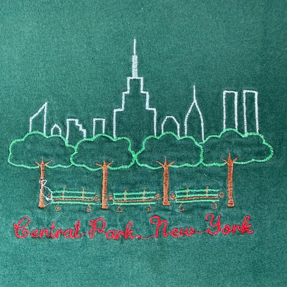Vintage Central Park New York T Shirt Large Green Fruit of the Loom Made in USA